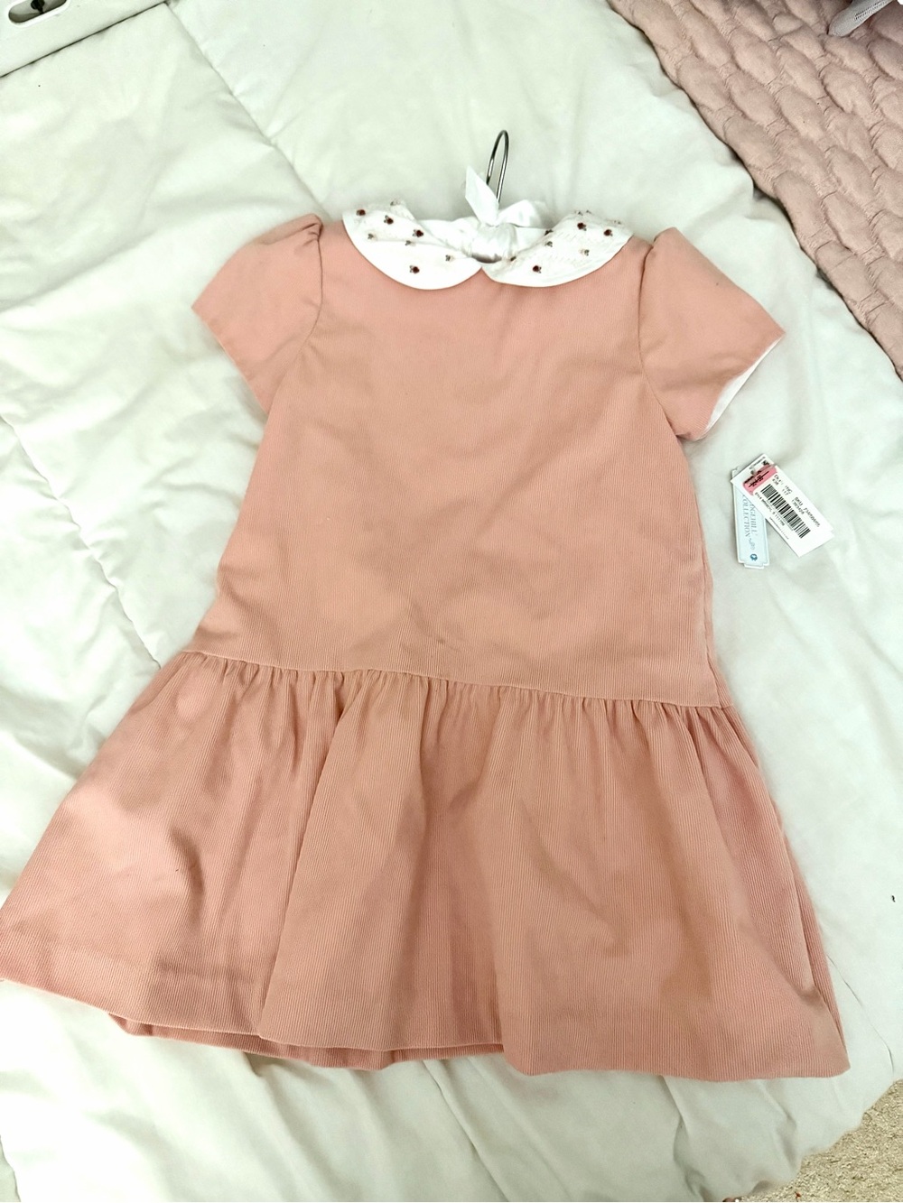 Edgehill Collection Peachy Pink Dress with White Peter Pan Collar